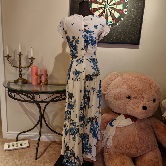 lulus French Countryside White Floral Print High-Low Dress 015000 - Picture 8 of 13